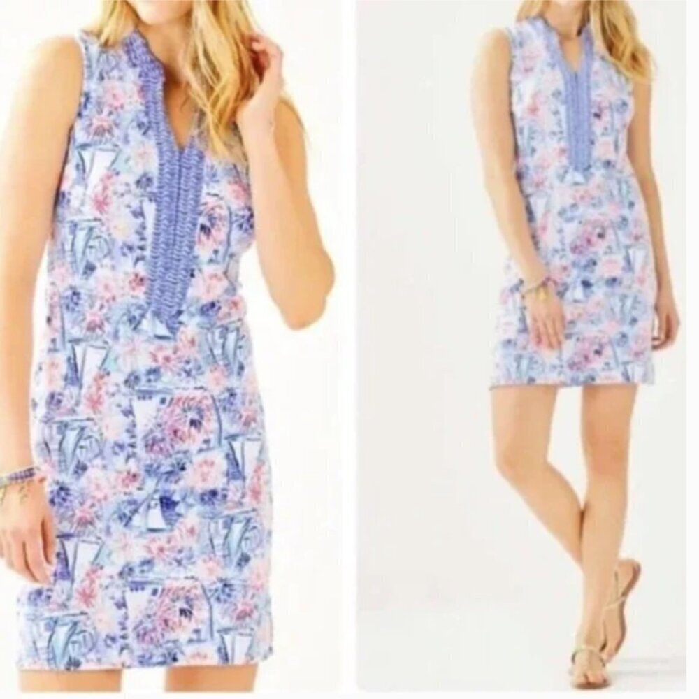 Lilly Pulitzer Larsen Dress in Sea to Shining Sea print size large